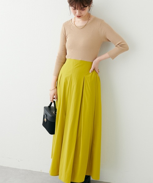 natural couture（ナチュラルクチュール）の「2022AWアイテム/異素材切替えキレイめドッキングワンピ―ス（ワンピース・レディース・ベージュ/その他1/ブラック/グレイッシュベージュ・MEDIUM/LARGE）」の14枚目の写真