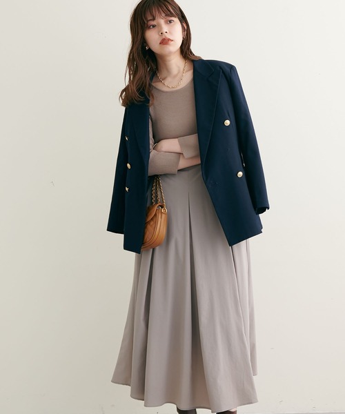 natural couture（ナチュラルクチュール）の「2022AWアイテム/異素材切替えキレイめドッキングワンピ―ス（ワンピース・レディース・ベージュ/その他1/ブラック/グレイッシュベージュ・MEDIUM/LARGE）」の15枚目の写真