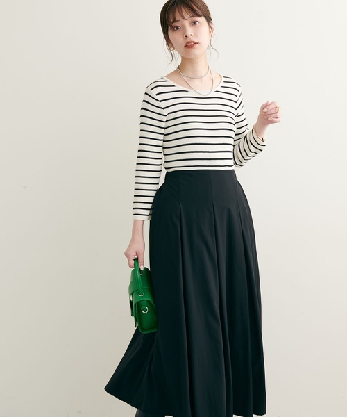 natural couture（ナチュラルクチュール）の「2022AWアイテム/異素材切替えキレイめドッキングワンピ―ス（ワンピース・レディース・ベージュ/その他1/ブラック/グレイッシュベージュ・MEDIUM/LARGE）」の20枚目の写真