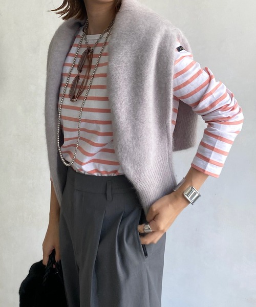 LEMINOR(ルミノール)の「【Le minor/ルミノア】MARINIERE FEMME(Tシャツ/カットソー・レディース・サーモンピンク/ブラック・1)」の11枚目の写真