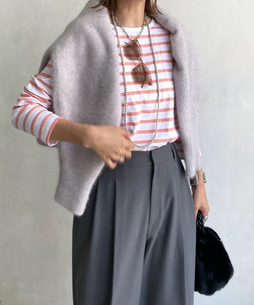 LEMINOR(ルミノール)の「【Le minor/ルミノア】MARINIERE FEMME(Tシャツ/カットソー・レディース・サーモンピンク/ブラック・1)」の10枚目の写真