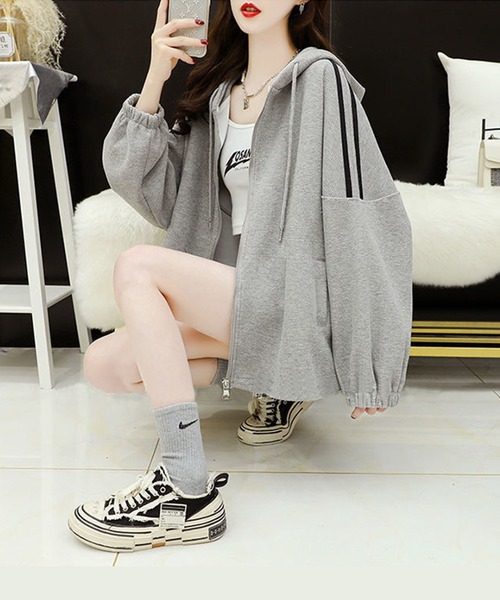 aimoha(アイモハ)の「ワッフルオーバーサイズパーカー(パーカー・レディース・グレー/ブラック/ホワイト・X-LARGE/LARGE/MEDIUM)」の12枚目の写真