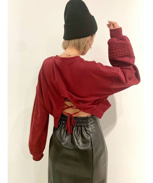 GYDA（ジェイダ）の「GGラインBACKレースアップ スウェットトップス（スウェット・レディース・ブラック/オフホワイト/ボルドー・FREE）」の9枚目の写真