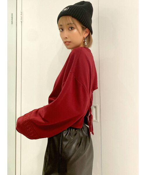 GYDA（ジェイダ）の「GGラインBACKレースアップ スウェットトップス（スウェット・レディース・ブラック/オフホワイト/ボルドー・FREE）」の12枚目の写真