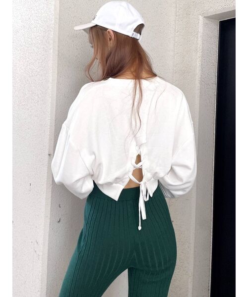 GYDA（ジェイダ）の「GGラインBACKレースアップ スウェットトップス（スウェット・レディース・ブラック/オフホワイト/ボルドー・FREE）」の7枚目の写真