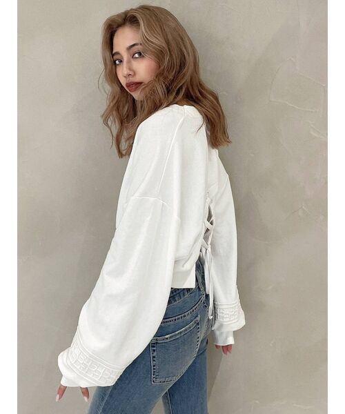 GYDA（ジェイダ）の「GGラインBACKレースアップ スウェットトップス（スウェット・レディース・ブラック/オフホワイト/ボルドー・FREE）」の13枚目の写真