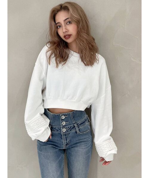 GYDA（ジェイダ）の「GGラインBACKレースアップ スウェットトップス（スウェット・レディース・ブラック/オフホワイト/ボルドー・FREE）」の15枚目の写真