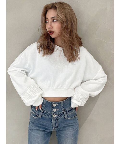 GYDA（ジェイダ）の「GGラインBACKレースアップ スウェットトップス（スウェット・レディース・ブラック/オフホワイト/ボルドー・FREE）」の6枚目の写真