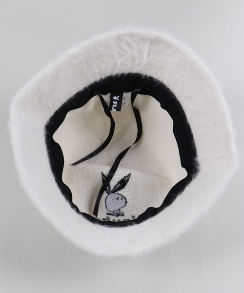PLAYBOY（プレイボーイ）の「【PLAYBOY/プレイボーイ】ロゴ刺繍 フェイクファーバケットハット（ハット・レディース・ホワイト/ブラック・ONESIZE）」の11枚目の写真
