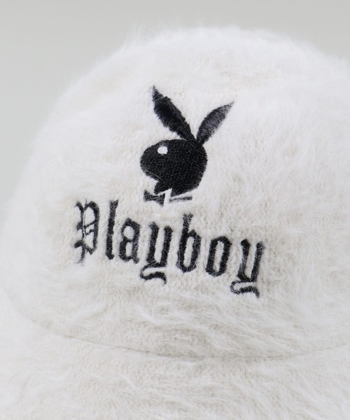 PLAYBOY（プレイボーイ）の「【PLAYBOY/プレイボーイ】ロゴ刺繍 フェイクファーバケットハット（ハット・レディース・ホワイト/ブラック・ONESIZE）」の12枚目の写真