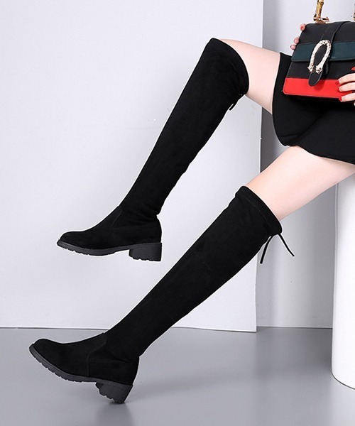 SVEC(シュベック)の「タンクソール ストレッチ サイハイブーツ(ブーツ・レディース・ブラック・40/38/39/35/37/36)」の4枚目の写真