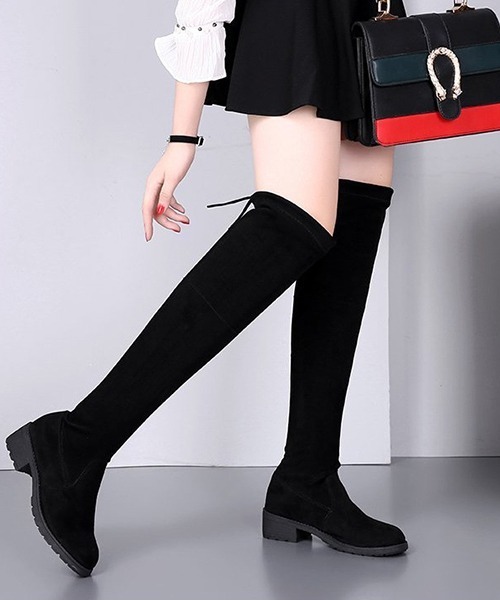 SVEC(シュベック)の「タンクソール ストレッチ サイハイブーツ(ブーツ・レディース・ブラック・40/38/39/35/37/36)」の3枚目の写真