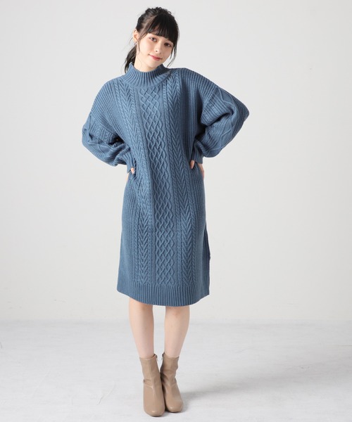 Honeys（ハニーズ）の「ハイネックワンピース（ワンピース・レディース・レッド/ブラック/ブルー/グリーン/ベージュ・L/M/S）」の5枚目の写真