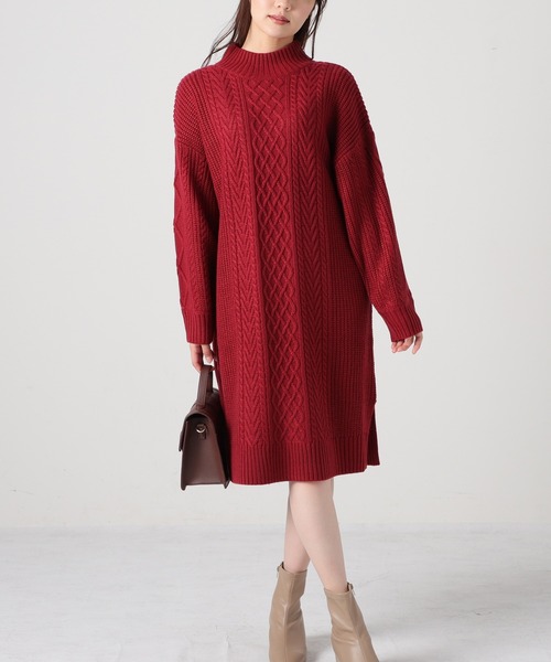 Honeys（ハニーズ）の「ハイネックワンピース（ワンピース・レディース・レッド/ブラック/ブルー/グリーン/ベージュ・L/M/S）」の18枚目の写真