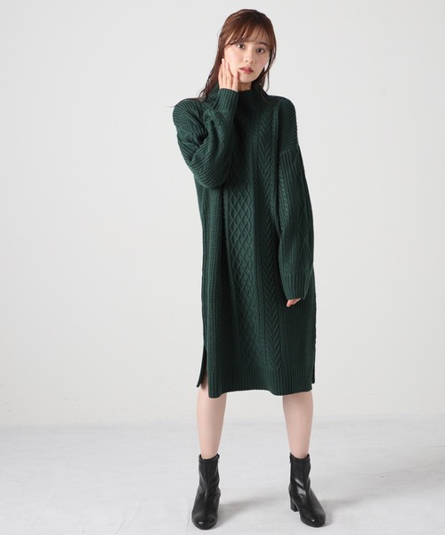 Honeys（ハニーズ）の「ハイネックワンピース（ワンピース・レディース・レッド/ブラック/ブルー/グリーン/ベージュ・L/M/S）」の12枚目の写真