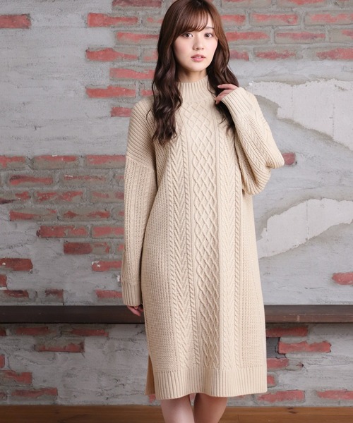 Honeys（ハニーズ）の「ハイネックワンピース（ワンピース・レディース・レッド/ブラック/ブルー/グリーン/ベージュ・L/M/S）」の13枚目の写真