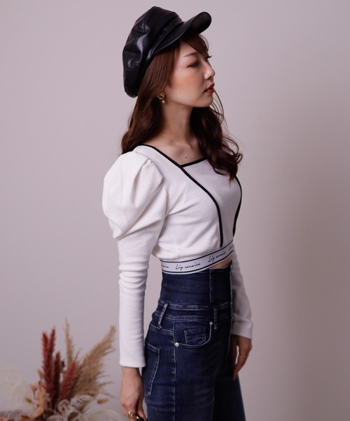 LIPSERVICE（リップサービス）の「ヘムロゴパワショルトップス（Tシャツ/カットソー・レディース・ホワイト/ブラック/その他1・FREE）」の4枚目の写真