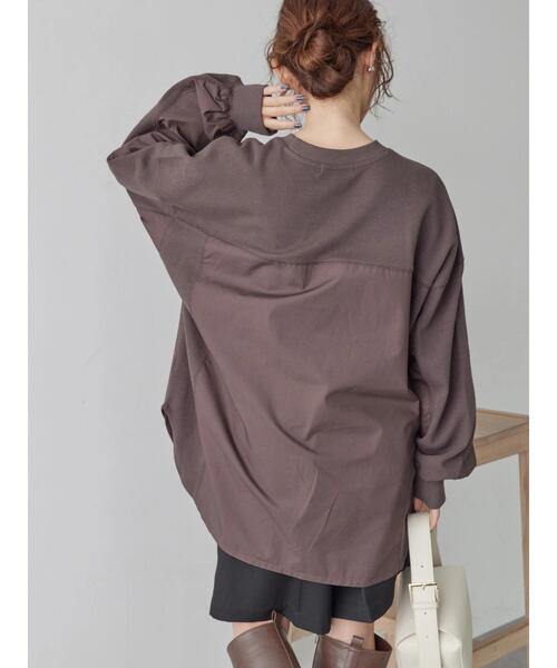 AMERICAN HOLIC(アメリカンホリック)の「切り替えワッフルチュニック(Tシャツ/カットソー・レディース・ブラウン/ブラック・M/L)」の3枚目の写真