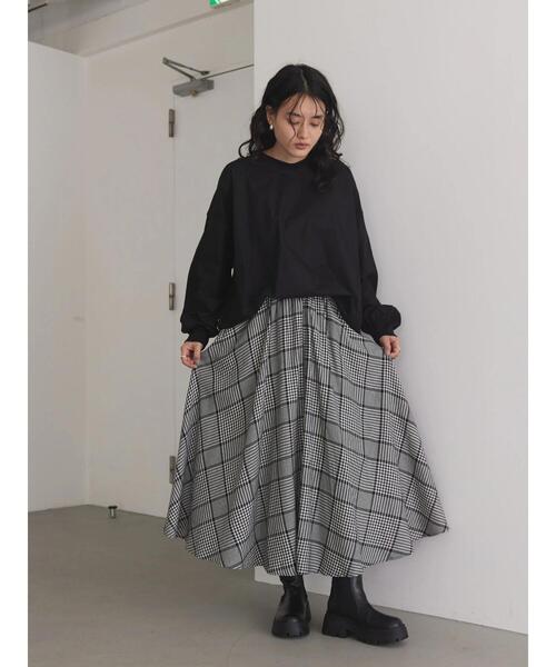 AMERICAN HOLIC(アメリカンホリック)の「切り替えワッフルチュニック(Tシャツ/カットソー・レディース・ブラウン/ブラック・M/L)」の7枚目の写真