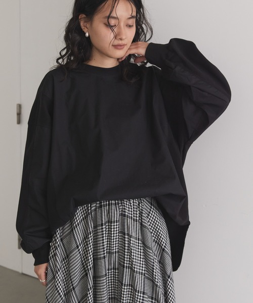 AMERICAN HOLIC(アメリカンホリック)の「切り替えワッフルチュニック(Tシャツ/カットソー・レディース・ブラウン/ブラック・M/L)」の13枚目の写真