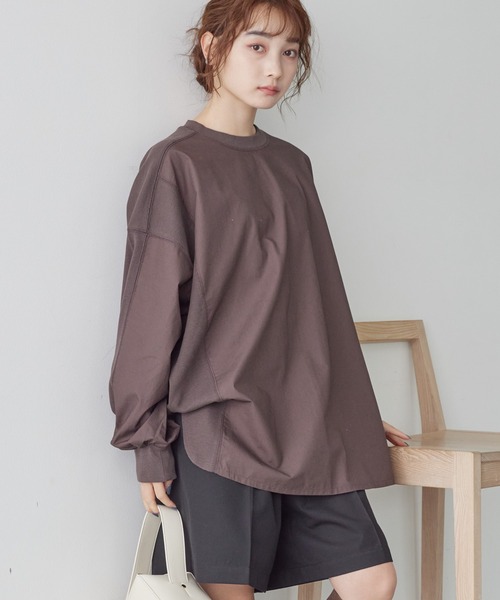 AMERICAN HOLIC(アメリカンホリック)の「切り替えワッフルチュニック(Tシャツ/カットソー・レディース・ブラウン/ブラック・M/L)」の12枚目の写真