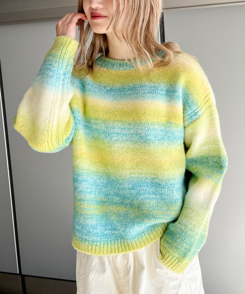 JOINT WORKS（ジョイントワークス）の「GRADATION ニットプルオーバ（ニット/セーター・レディース・オレンジ/グリーン・FREE）」の21枚目の写真