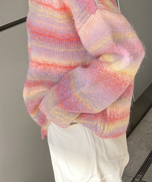 JOINT WORKS（ジョイントワークス）の「GRADATION ニットプルオーバ（ニット/セーター・レディース・オレンジ/グリーン・FREE）」の10枚目の写真