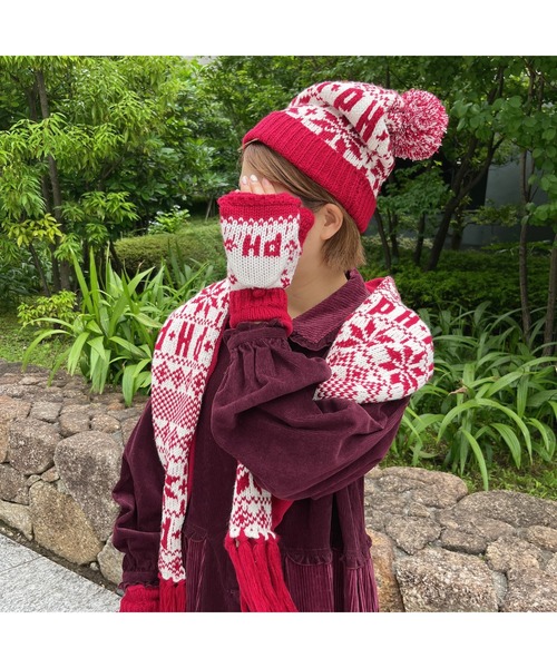 PINK HOUSE(ピンクハウス)の「PHロゴノルディックニットキャップ(ニットキャップ/ビーニー・レディース・ピンク/ホワイト×レッド/ネイビー・フリー)」の6枚目の写真