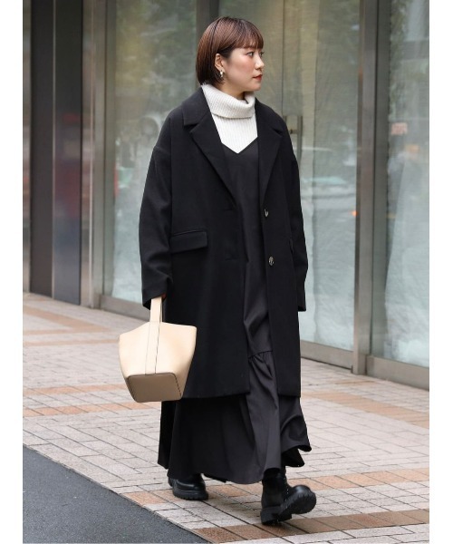 HONEYSUCKLE ROSE（ハニーサックルローズ）の「【HONEYSUCKLE ROSE】チェスターコート（チェスターコート・レディース・ライトベージュ/ブラック・L/M）」の3枚目の写真