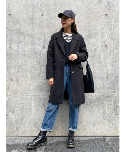 HONEYSUCKLE ROSE（ハニーサックルローズ）の「【HONEYSUCKLE ROSE】チェスターコート（チェスターコート・レディース・ライトベージュ/ブラック・L/M）」の4枚目の写真