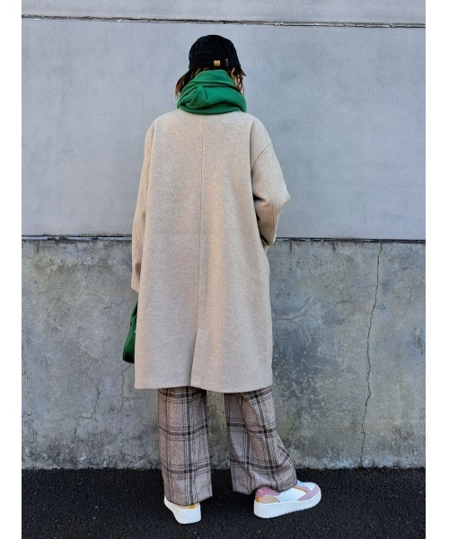 HONEYSUCKLE ROSE（ハニーサックルローズ）の「【HONEYSUCKLE ROSE】チェスターコート（チェスターコート・レディース・ライトベージュ/ブラック・L/M）」の8枚目の写真