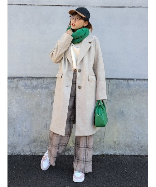 HONEYSUCKLE ROSE（ハニーサックルローズ）の「【HONEYSUCKLE ROSE】チェスターコート（チェスターコート・レディース・ライトベージュ/ブラック・L/M）」の6枚目の写真