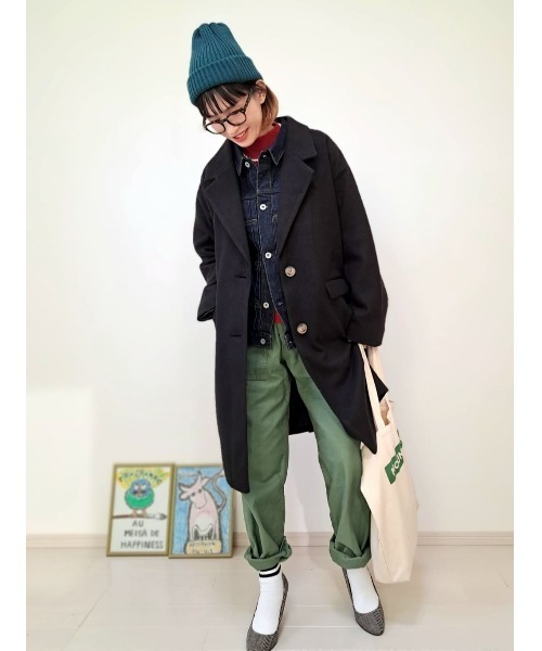 HONEYSUCKLE ROSE（ハニーサックルローズ）の「【HONEYSUCKLE ROSE】チェスターコート（チェスターコート・レディース・ライトベージュ/ブラック・L/M）」の10枚目の写真