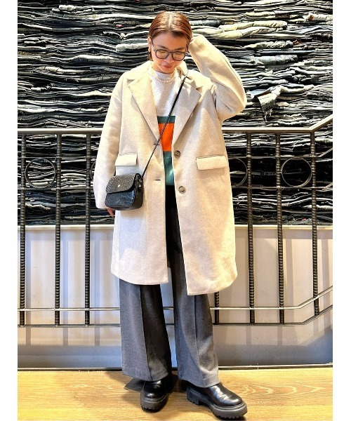 HONEYSUCKLE ROSE（ハニーサックルローズ）の「【HONEYSUCKLE ROSE】チェスターコート（チェスターコート・レディース・ライトベージュ/ブラック・L/M）」の15枚目の写真