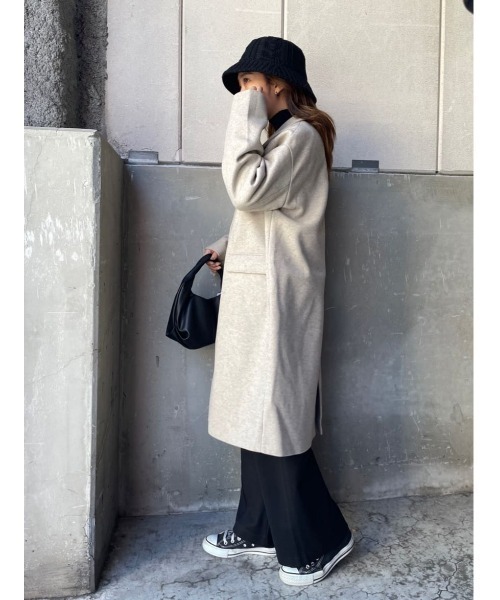 HONEYSUCKLE ROSE（ハニーサックルローズ）の「【HONEYSUCKLE ROSE】チェスターコート（チェスターコート・レディース・ライトベージュ/ブラック・L/M）」の18枚目の写真