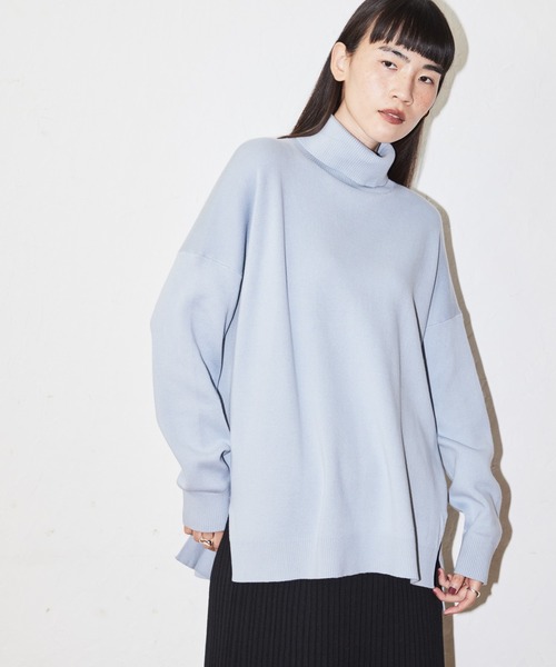 AMERICAN HOLIC(アメリカンホリック)の「ブラッシュヤーンタートルネックニットプルオーバー(ニット/セーター・レディース・ブラック/イエロー/アイボリー/サックスブルー/ラベンダー/ライトグレー系2・M/L)」の5枚目の写真