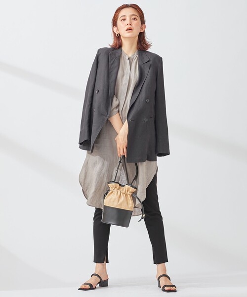 美品 23区 LIBECO THICK ダブル前 ジャケット 麻 ダブルブレスト WEB 