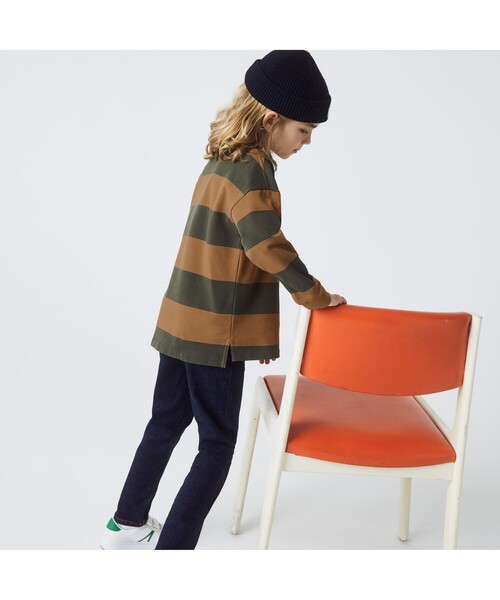 LACOSTE（ラコステ）の「BOYSボーダーラグビーポロシャツ（ポロシャツ・キッズ・レッド/モスグリーン・104/116/140/128）」の3枚目の写真