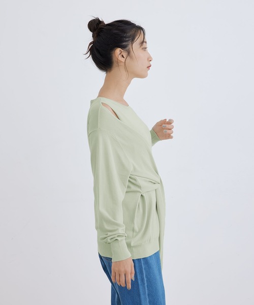 Jayro（ジャイロ）の「【ウォッシャブル】ウエストリボンプルオーバー（Tシャツ/カットソー・レディース・ライトグリーン/ホワイト系その他/グレー系その他・FREE）」の5枚目の写真
