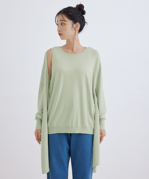 Jayro（ジャイロ）の「【ウォッシャブル】ウエストリボンプルオーバー（Tシャツ/カットソー・レディース・ライトグリーン/ホワイト系その他/グレー系その他・FREE）」の15枚目の写真