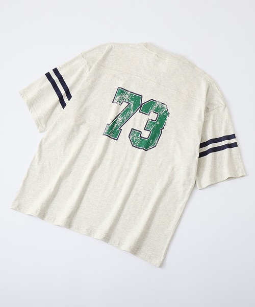DISCUS ATHLETIC（ディスカス　アスレチック）の「DISCUS ATHLETIC/ディスカス アスレチック ヴィンテージライクデザイン オーバーサイズフットボール半袖Tシャツ（Tシャツ/カットソー・メンズ・スミクロ/イエロー/ホワイト/オートミール/ブラック/グリーン・M/L）」の19枚目の写真
