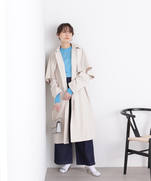 N.(N. Natural Beauty Basic)(エヌエヌナチュラルビューティーベーシック)の「◆ツイルケープコート(トレンチコート・レディース・オフホワイト/ベージュ/イエロー・MEDIUM)」の5枚目の写真