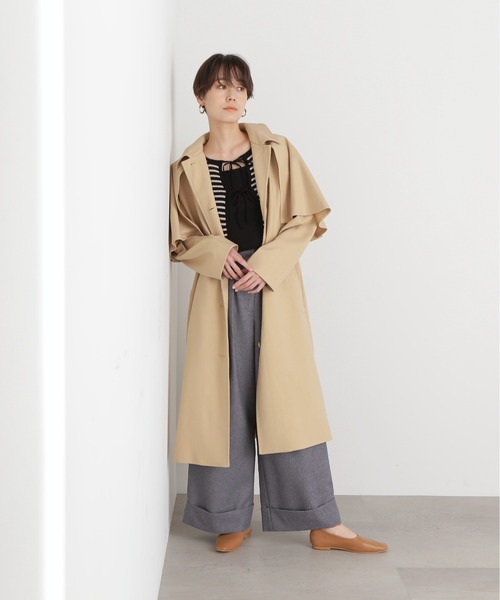 N.(N. Natural Beauty Basic)(エヌエヌナチュラルビューティーベーシック)の「◆ツイルケープコート(トレンチコート・レディース・オフホワイト/ベージュ/イエロー・MEDIUM)」の15枚目の写真