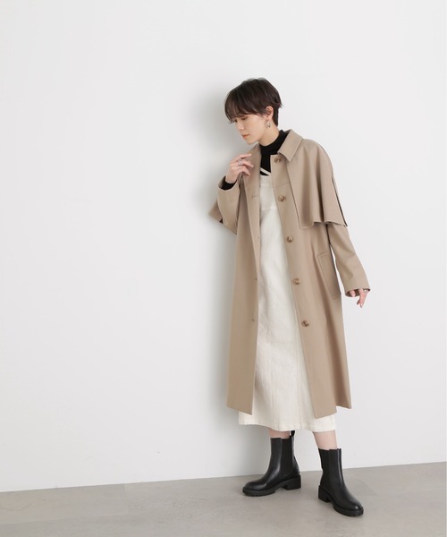 N.(N. Natural Beauty Basic)(エヌエヌナチュラルビューティーベーシック)の「◆ツイルケープコート(トレンチコート・レディース・オフホワイト/ベージュ/イエロー・MEDIUM)」の9枚目の写真