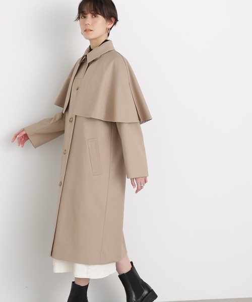 N.(N. Natural Beauty Basic)(エヌエヌナチュラルビューティーベーシック)の「◆ツイルケープコート(トレンチコート・レディース・オフホワイト/ベージュ/イエロー・MEDIUM)」の12枚目の写真