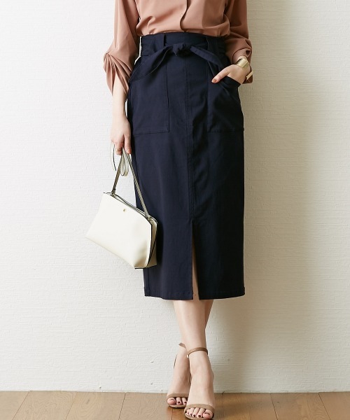nissen（ニッセン）の「やわらかストレッチ素材　動けるタイトスカート（ベルト取り外し可）（スカート・レディース・ピンク/ブラウン/ブラック/ブルー/グリーン/ライトベージュ/ネイビー・LL/L/M）」の5枚目の写真