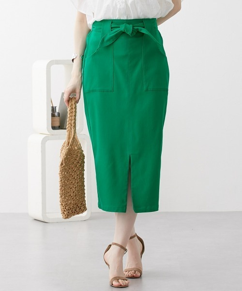 nissen（ニッセン）の「やわらかストレッチ素材　動けるタイトスカート（ベルト取り外し可）（スカート・レディース・ピンク/ブラウン/ブラック/ブルー/グリーン/ライトベージュ/ネイビー・LL/L/M）」の4枚目の写真