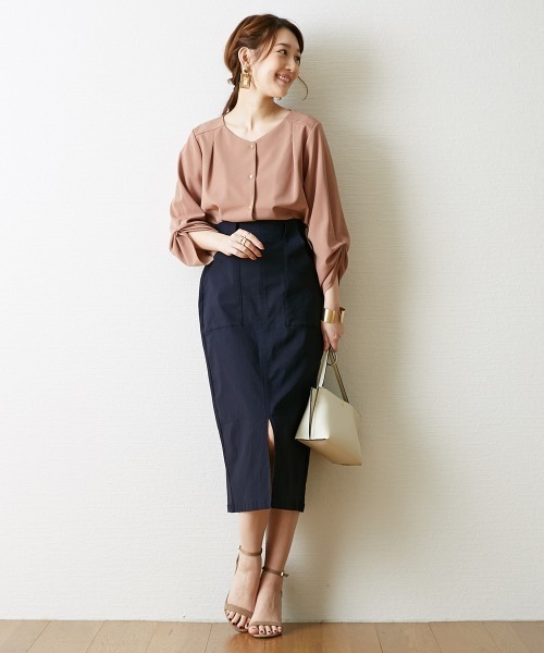 nissen（ニッセン）の「やわらかストレッチ素材　動けるタイトスカート（ベルト取り外し可）（スカート・レディース・ピンク/ブラウン/ブラック/ブルー/グリーン/ライトベージュ/ネイビー・LL/L/M）」の8枚目の写真