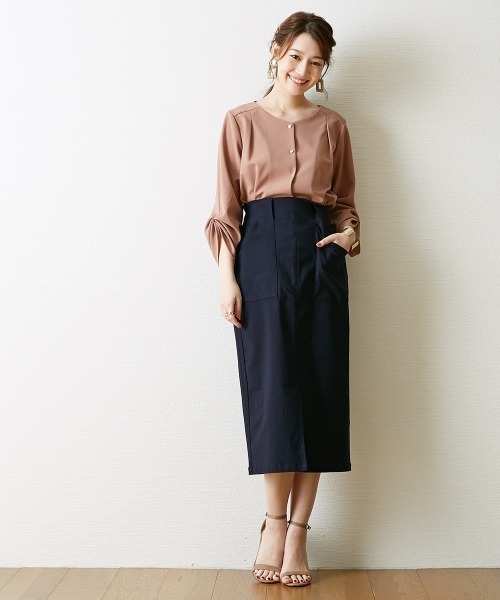 nissen（ニッセン）の「やわらかストレッチ素材　動けるタイトスカート（ベルト取り外し可）（スカート・レディース・ピンク/ブラウン/ブラック/ブルー/グリーン/ライトベージュ/ネイビー・LL/L/M）」の9枚目の写真