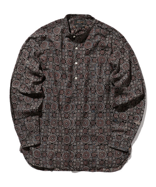 BEAMS PLUS（ビームスプラス）の「BEAMS PLUS / アジュラック プリント バンドカラー プルオーバー シャツ（シャツ/ブラウス・メンズ・ブルー/ブラック・L/M/S）」の7枚目の写真